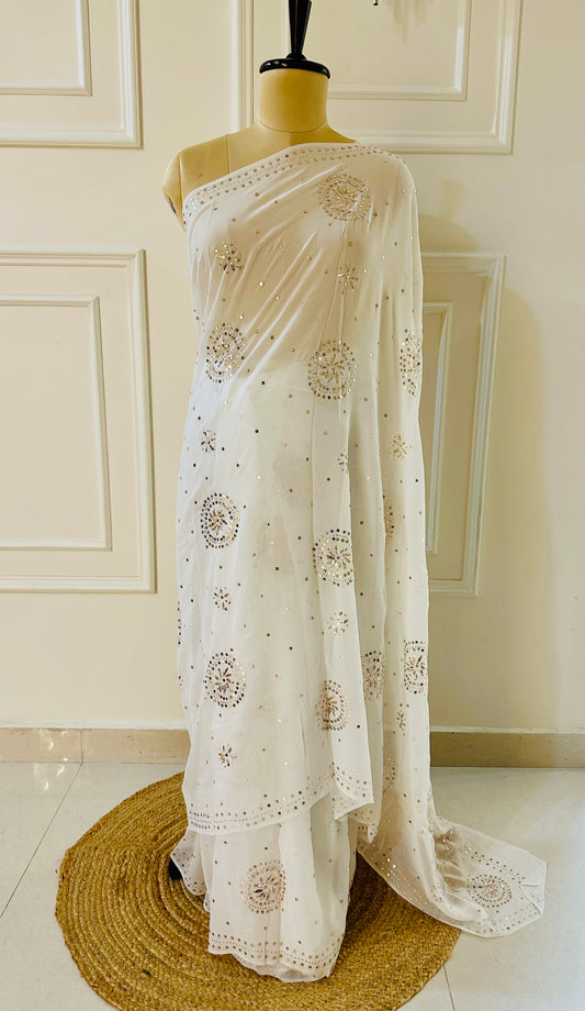 Mukaish work saree