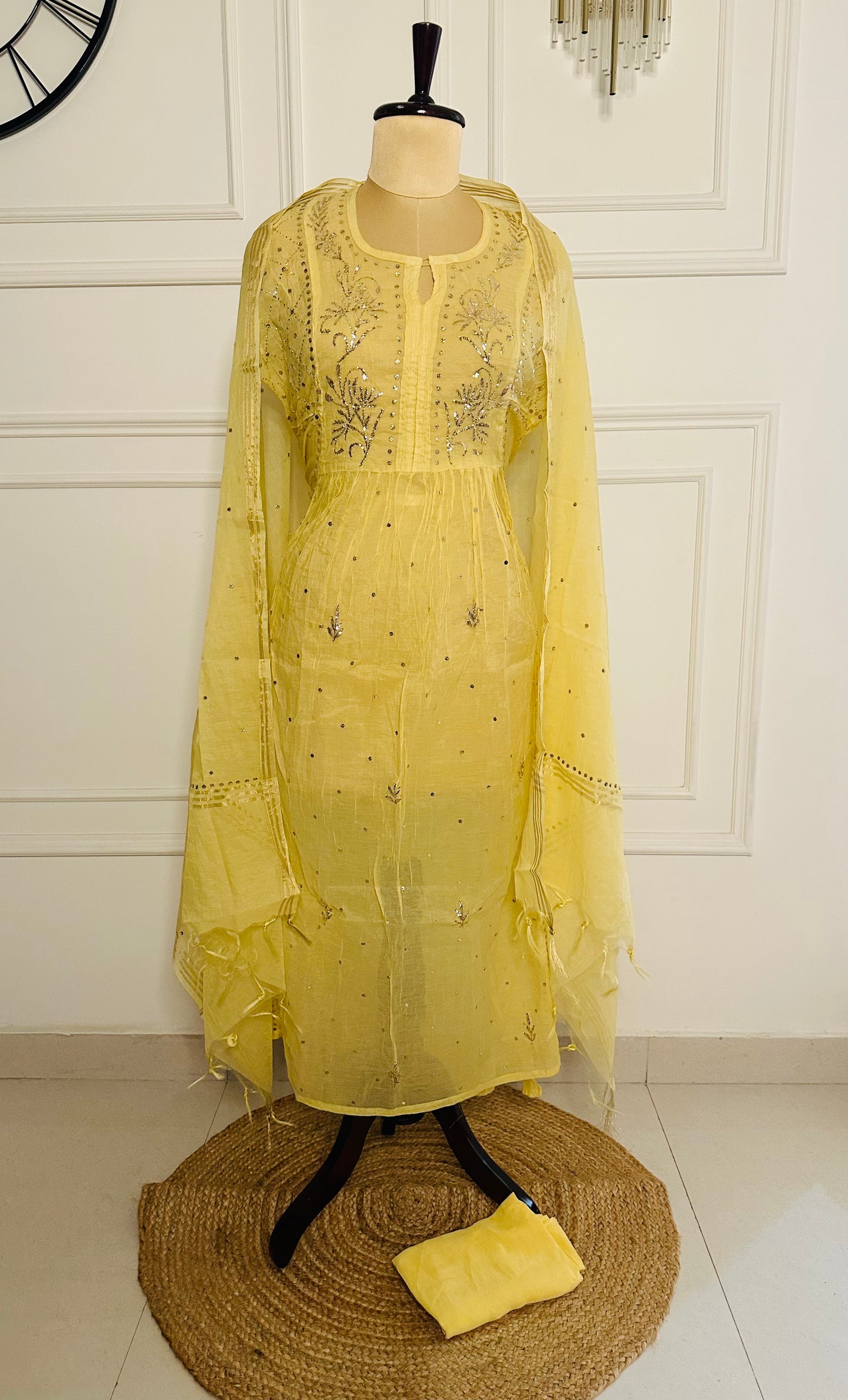 Mul chanderi A-line suit