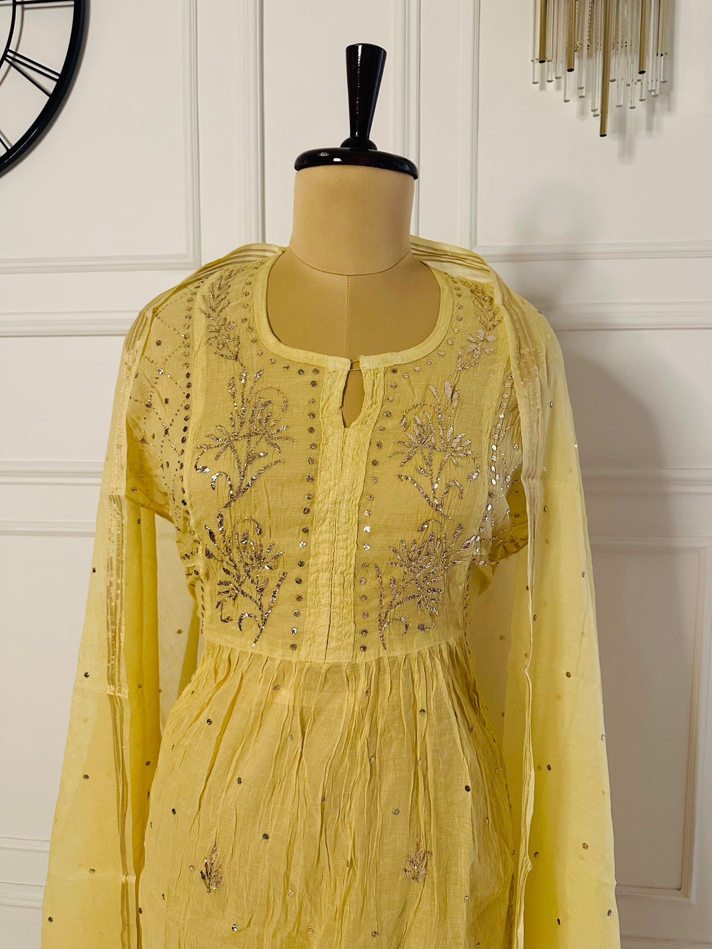 Mul chanderi A-line suit