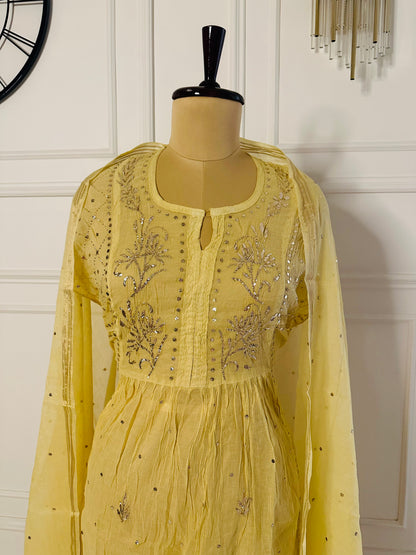 Mul chanderi A-line suit