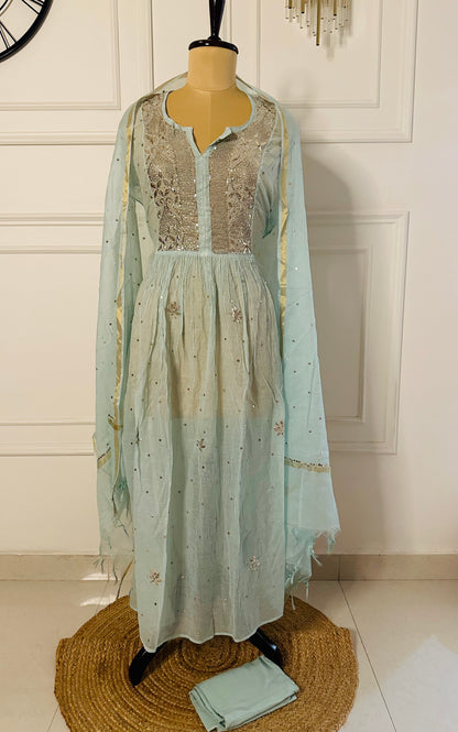 Mul chanderi A-line suit