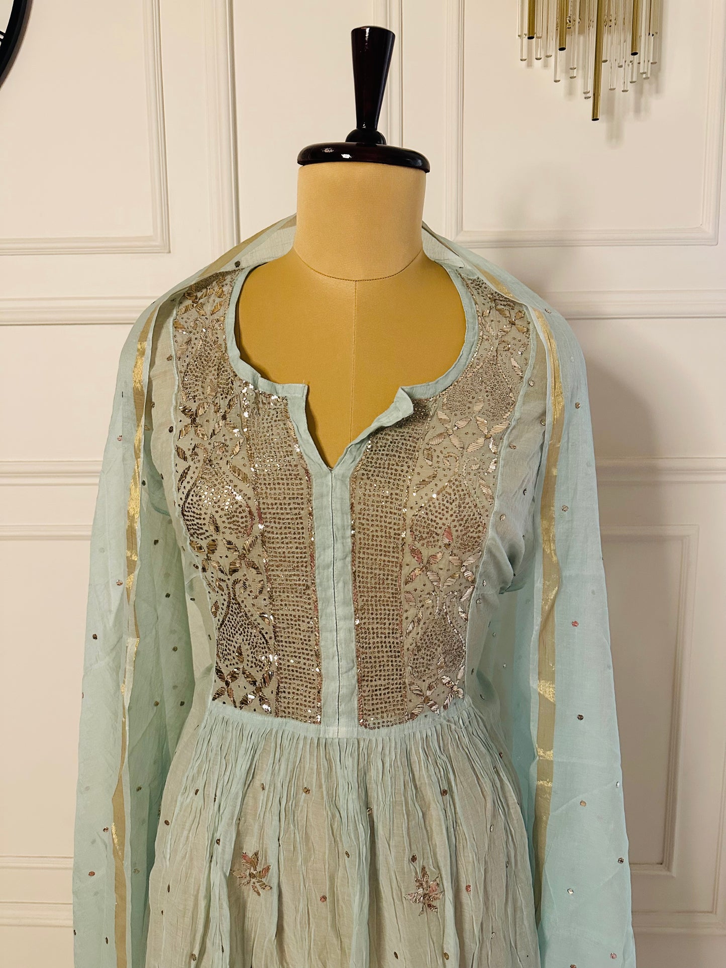 Mul chanderi A-line suit