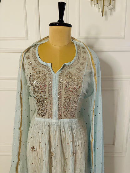 Mul chanderi A-line suit