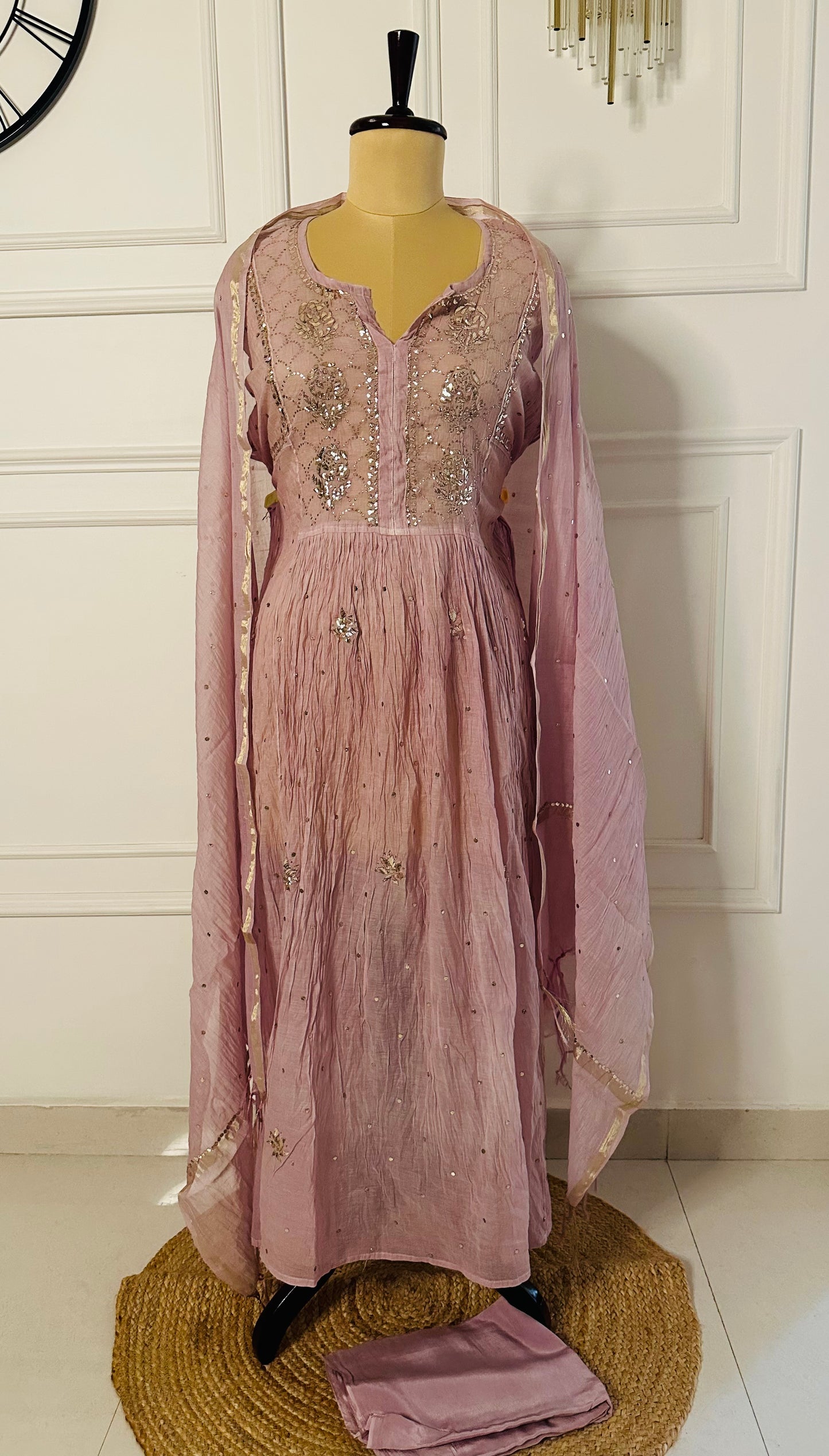Mul chanderi A-line suit