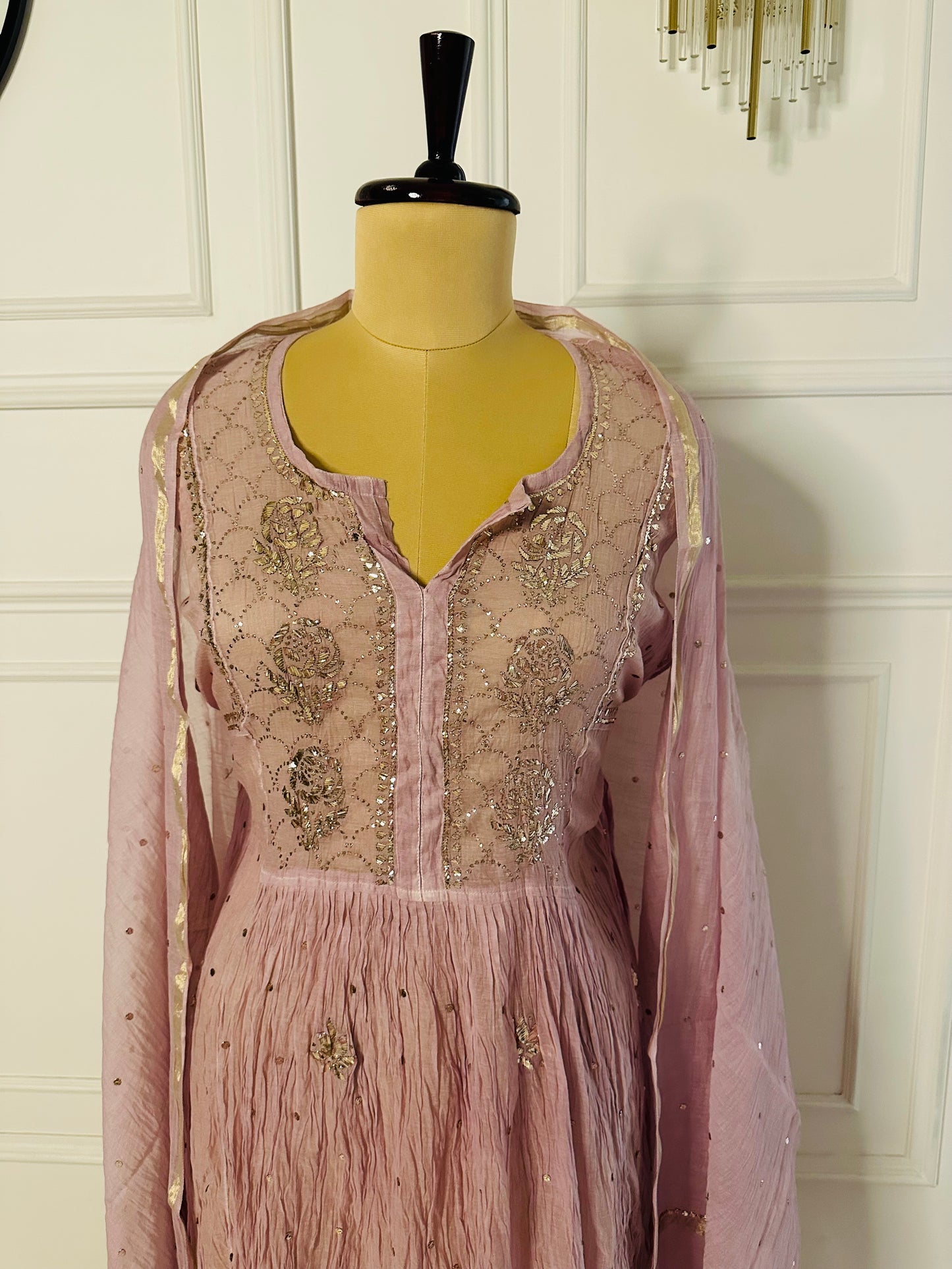 Mul chanderi A-line suit