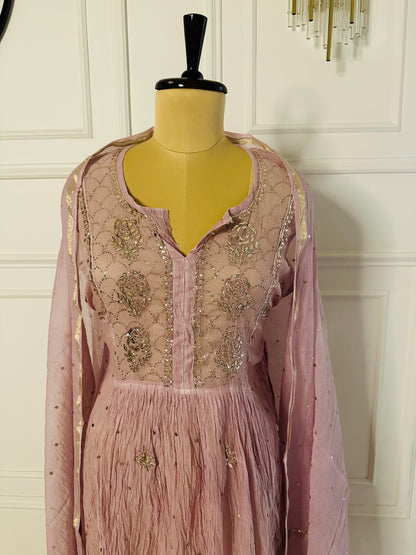 Mul chanderi A-line suit