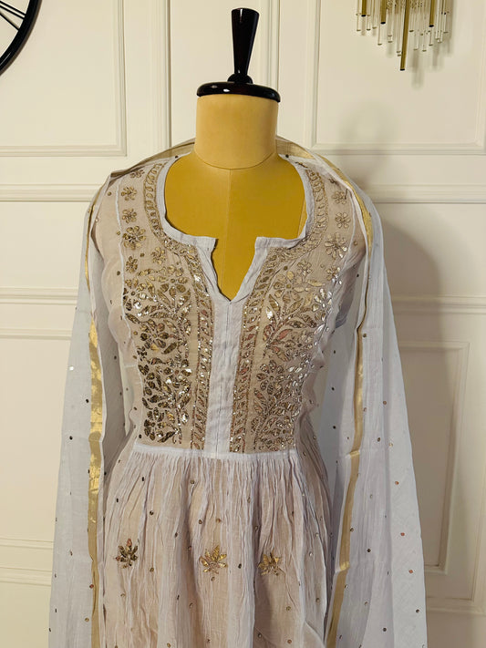 Mul chanderi A-line suit