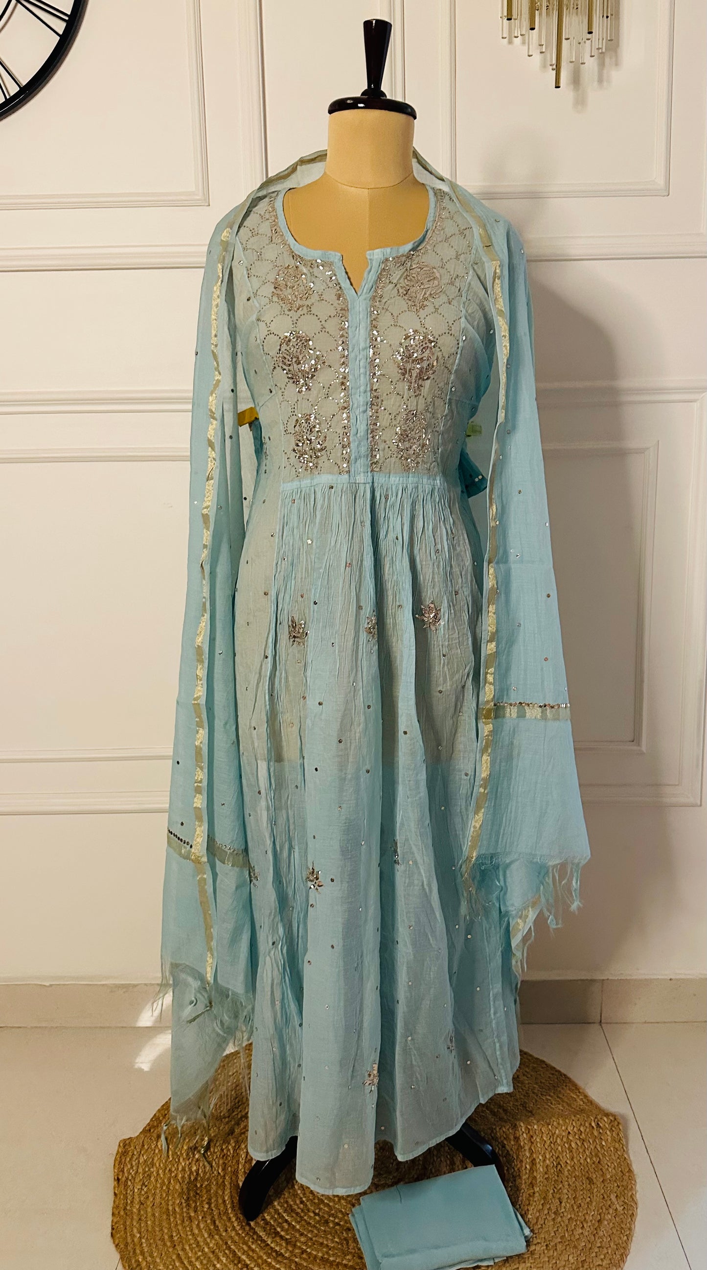 Mul chanderi A-line suit