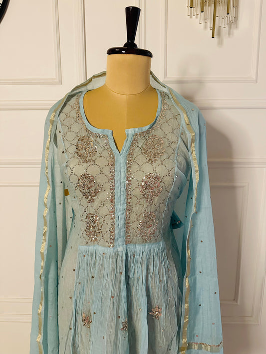 Mul chanderi A-line suit