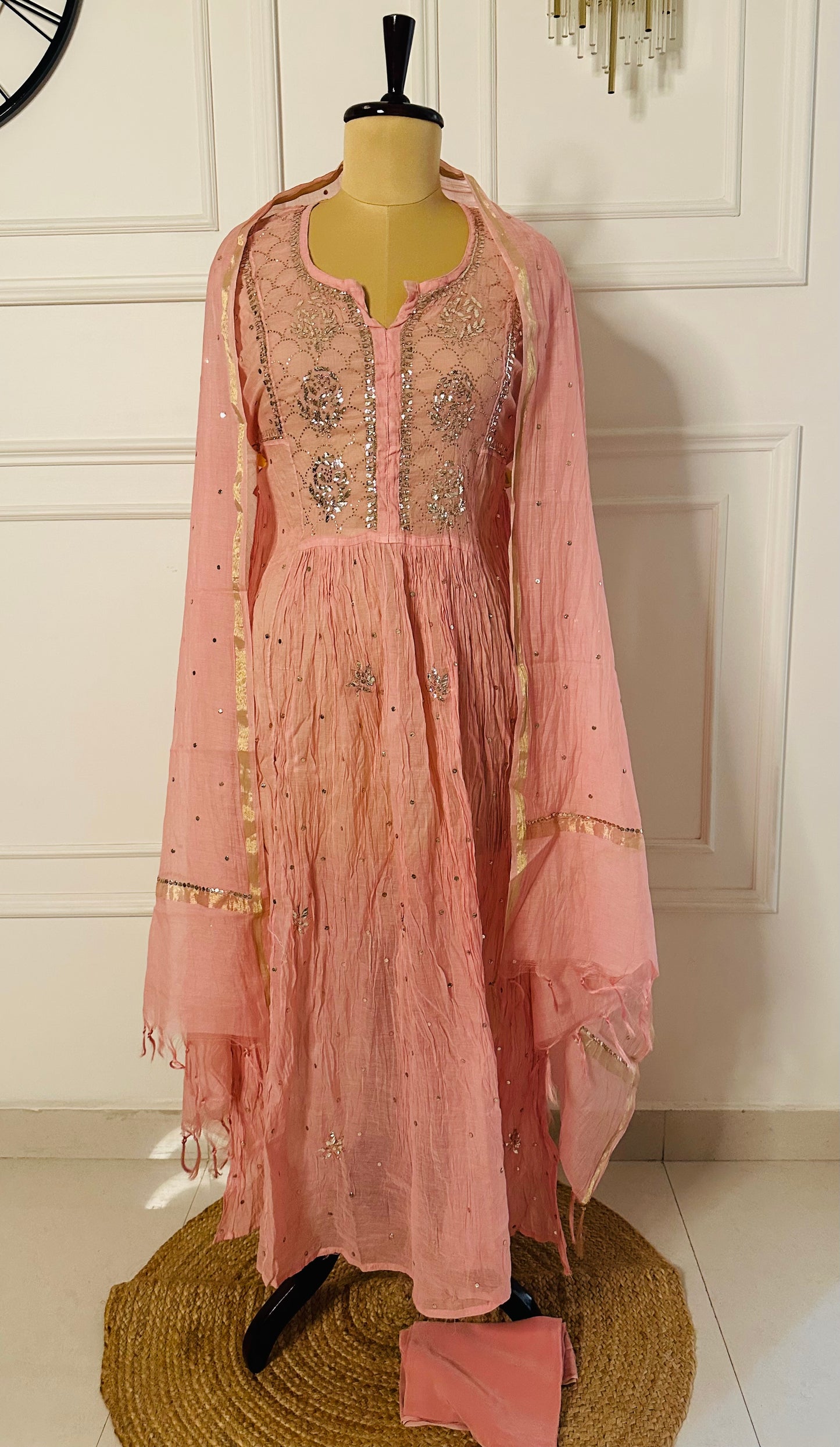 Mul chanderi A-line suit