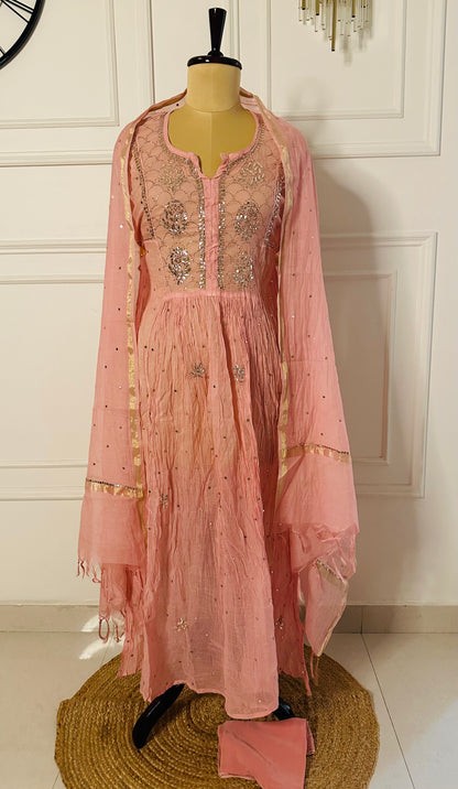 Mul chanderi A-line suit