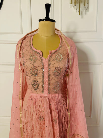 Mul chanderi A-line suit