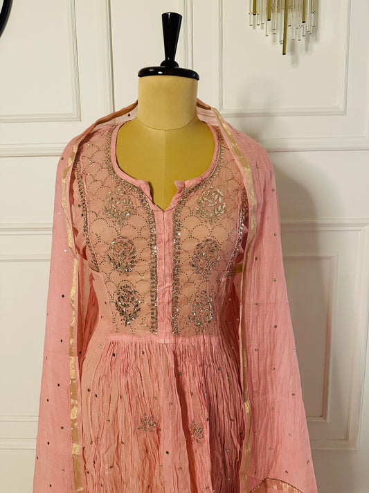 Mul chanderi A-line suit