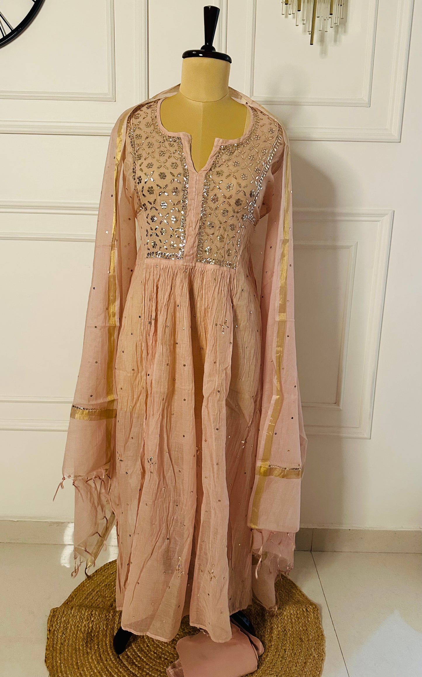 Mul chanderi A-line suit