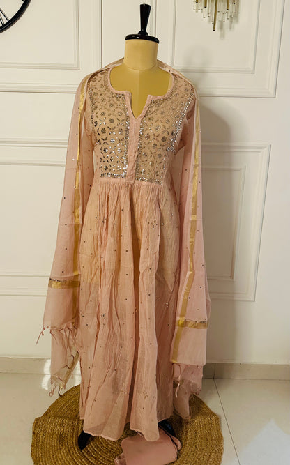 Mul chanderi A-line suit