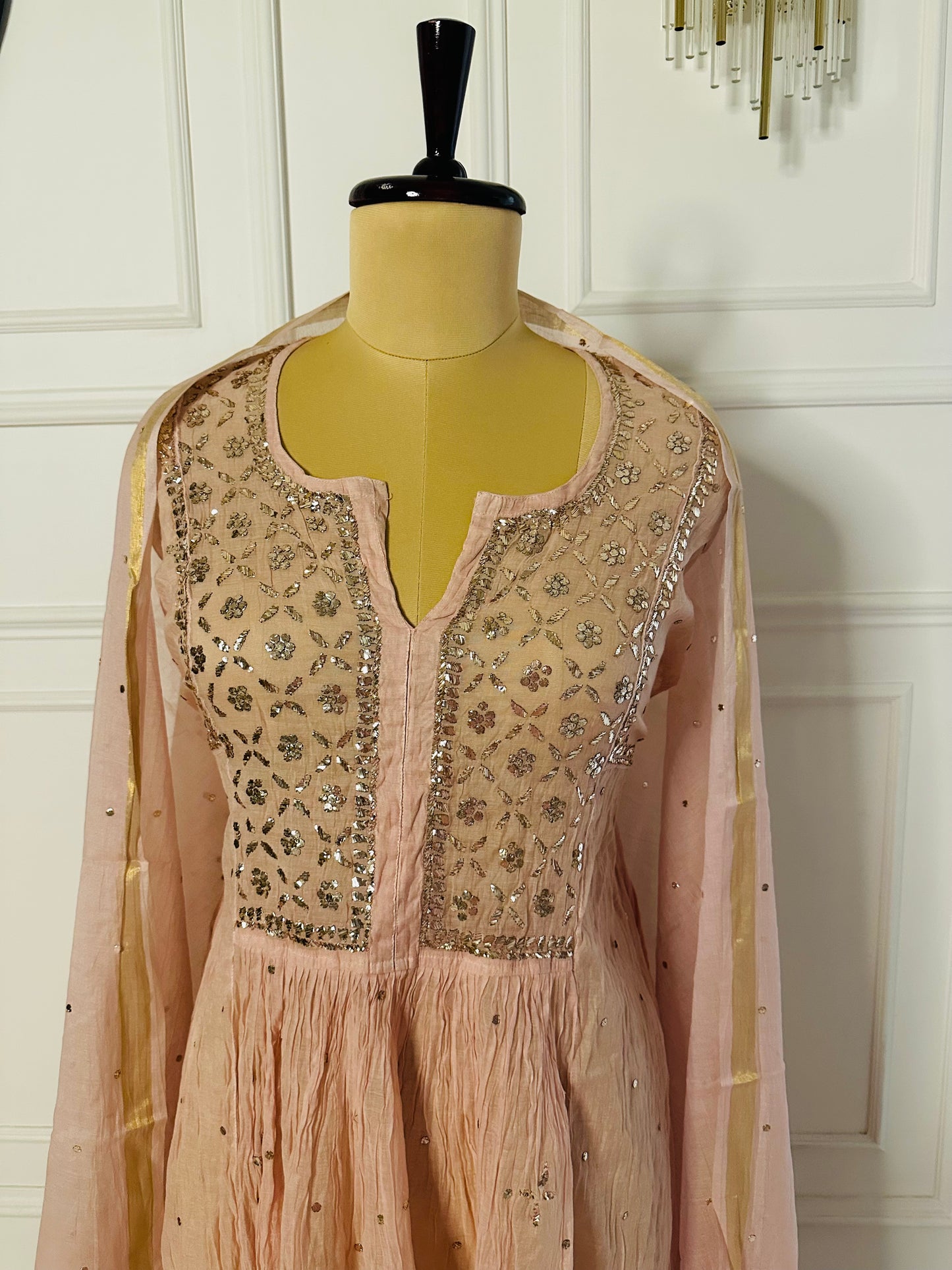 Mul chanderi A-line suit