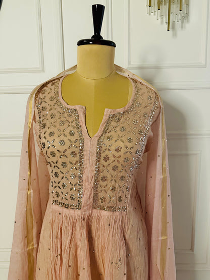 Mul chanderi A-line suit