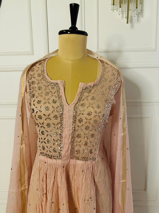 Mul chanderi A-line suit