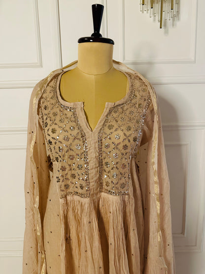 Mul chanderi A-line suit