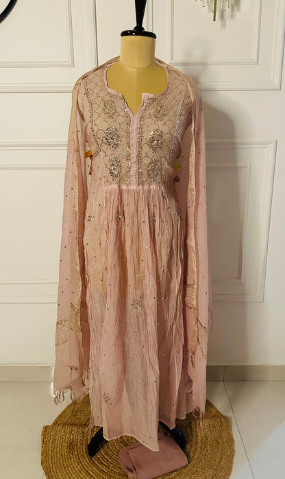 Mul chanderi A-line suit
