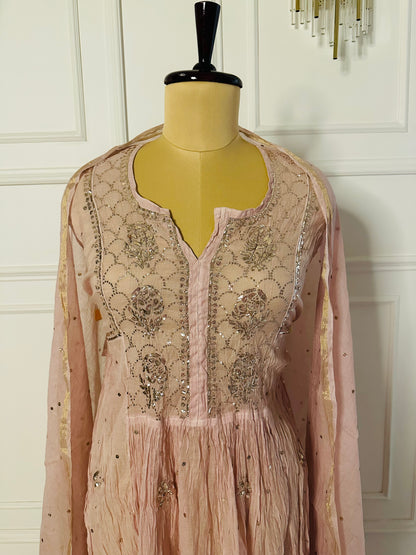 Mul chanderi A-line suit