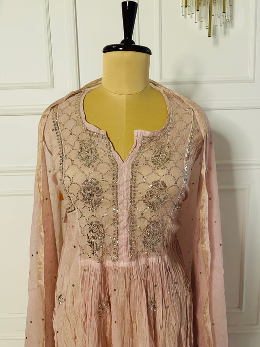 Mul chanderi A-line suit