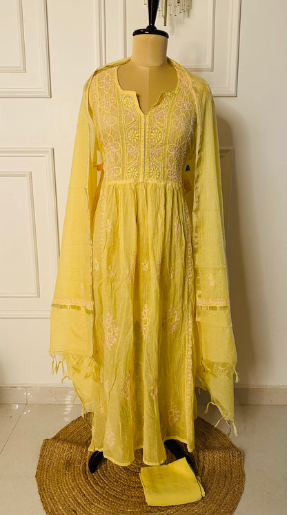Mul chanderi A-line suit