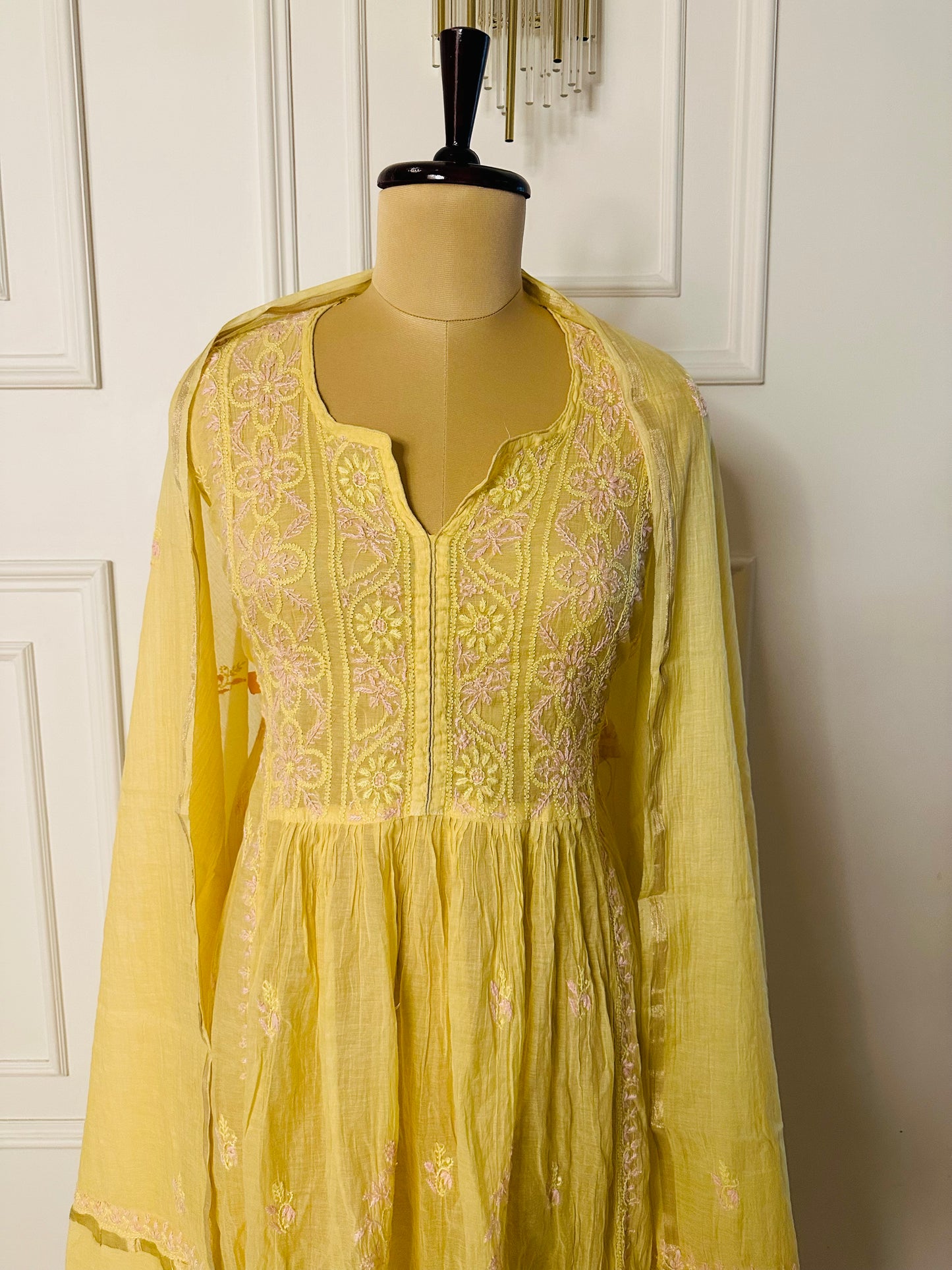 Mul chanderi A-line suit