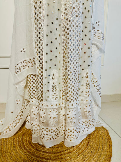 Gota patti, mirror and pearl work anarkali
