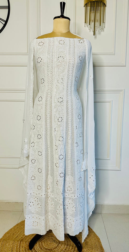 Chikankari mukaish work anarkali