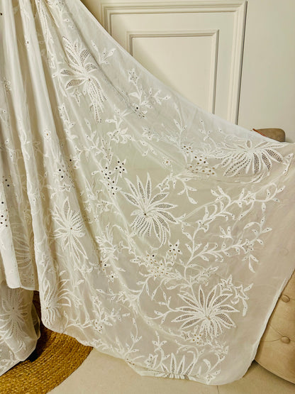 Chikankari mukaish work saree
