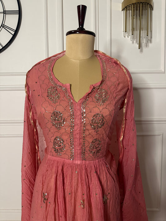 Mul chanderi A-line suit