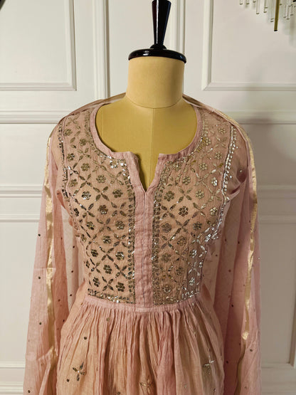 Mul chanderi 3-piece A-line suit