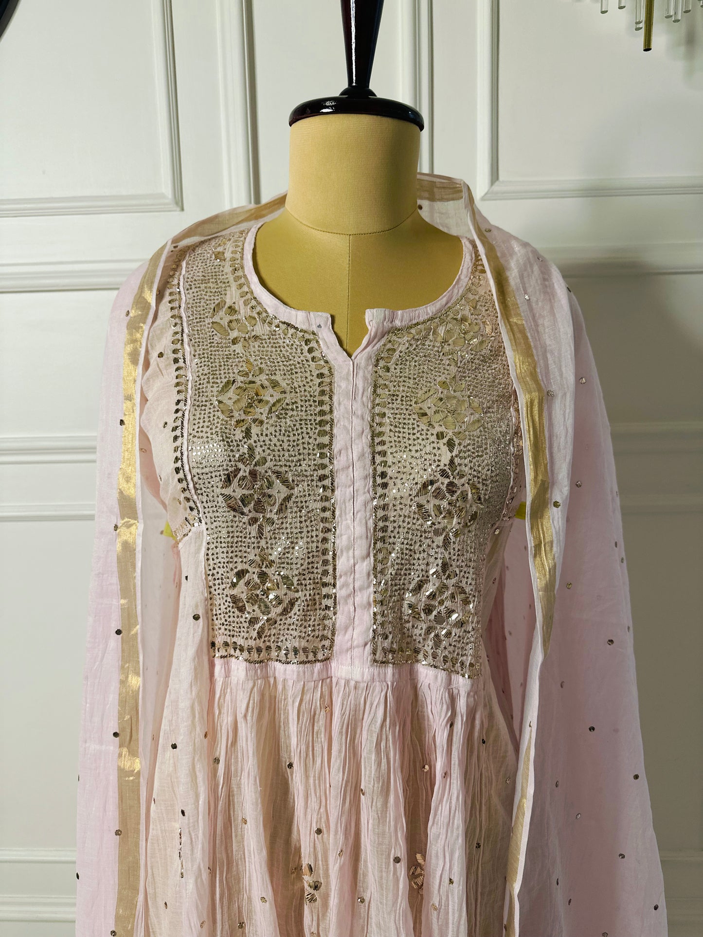 Mul chanderi 3-piece A-line suit