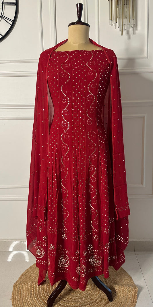 Mukaish work anarkali