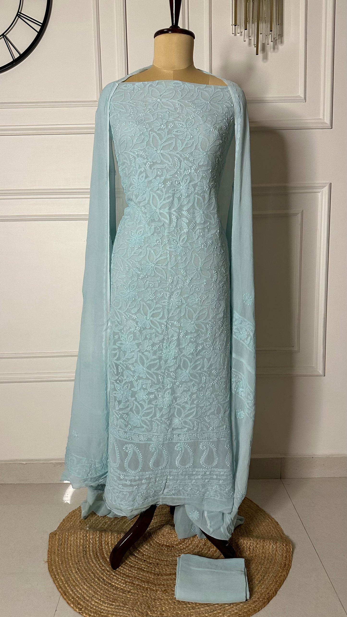 Shadow work suit in georgette fabric
