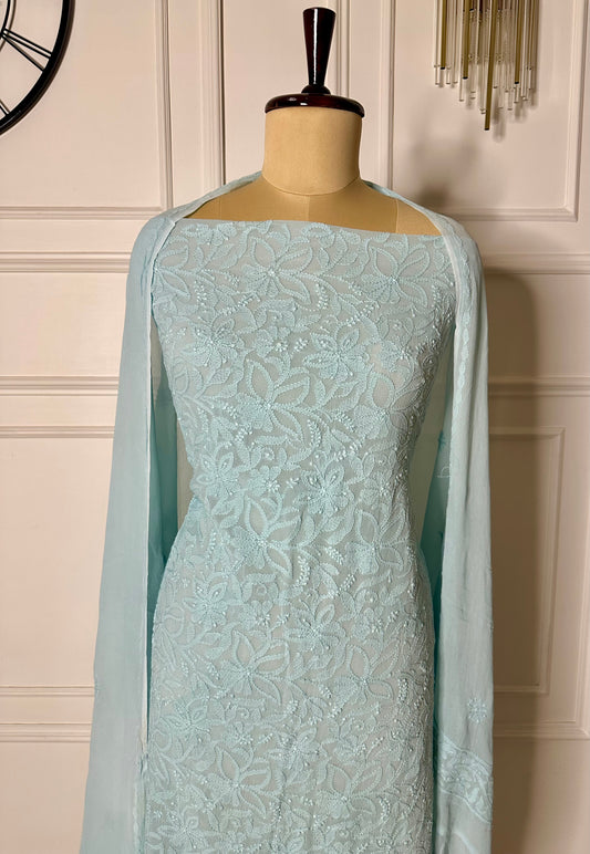 Shadow work suit in georgette fabric