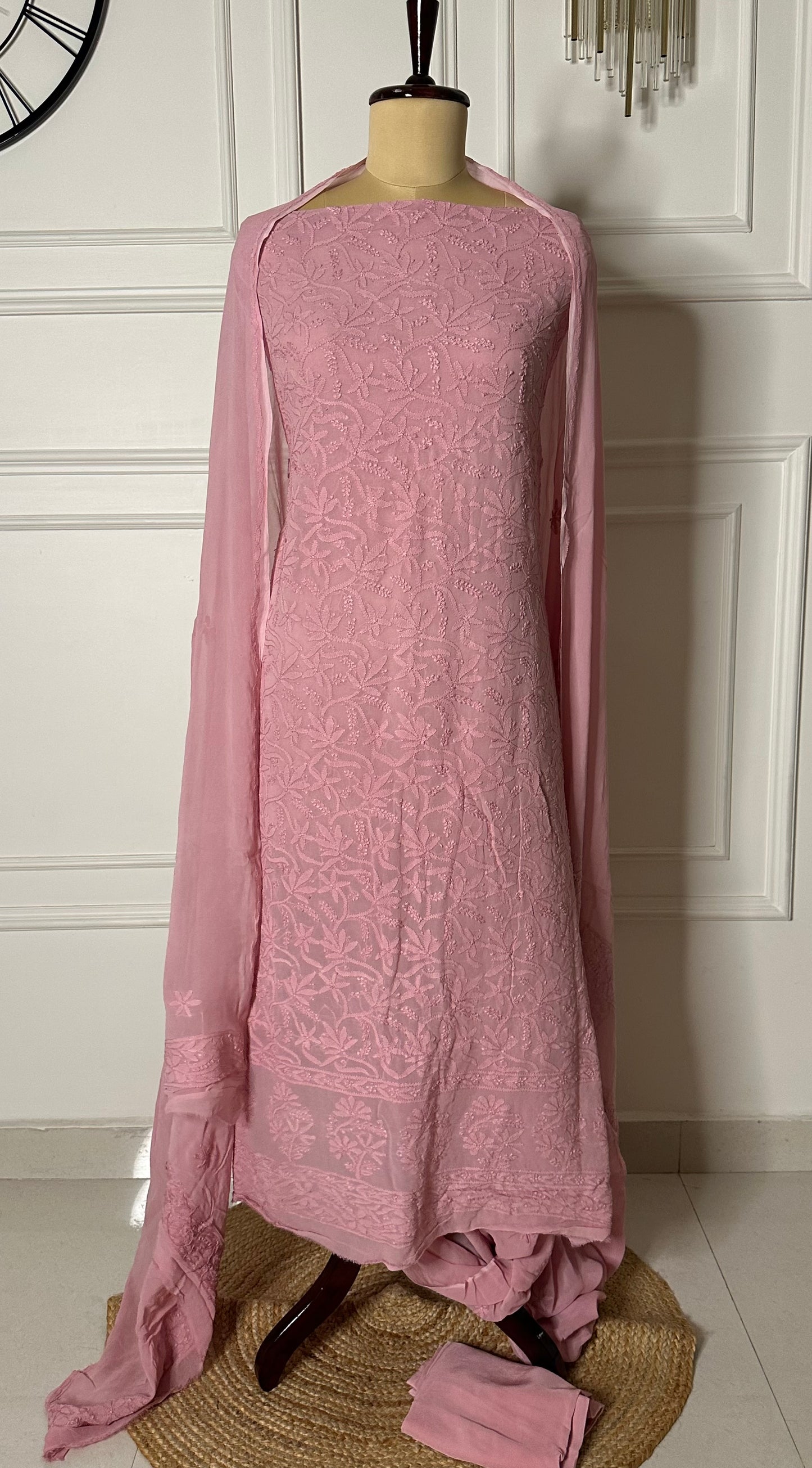 Shadow work suit in georgette fabric
