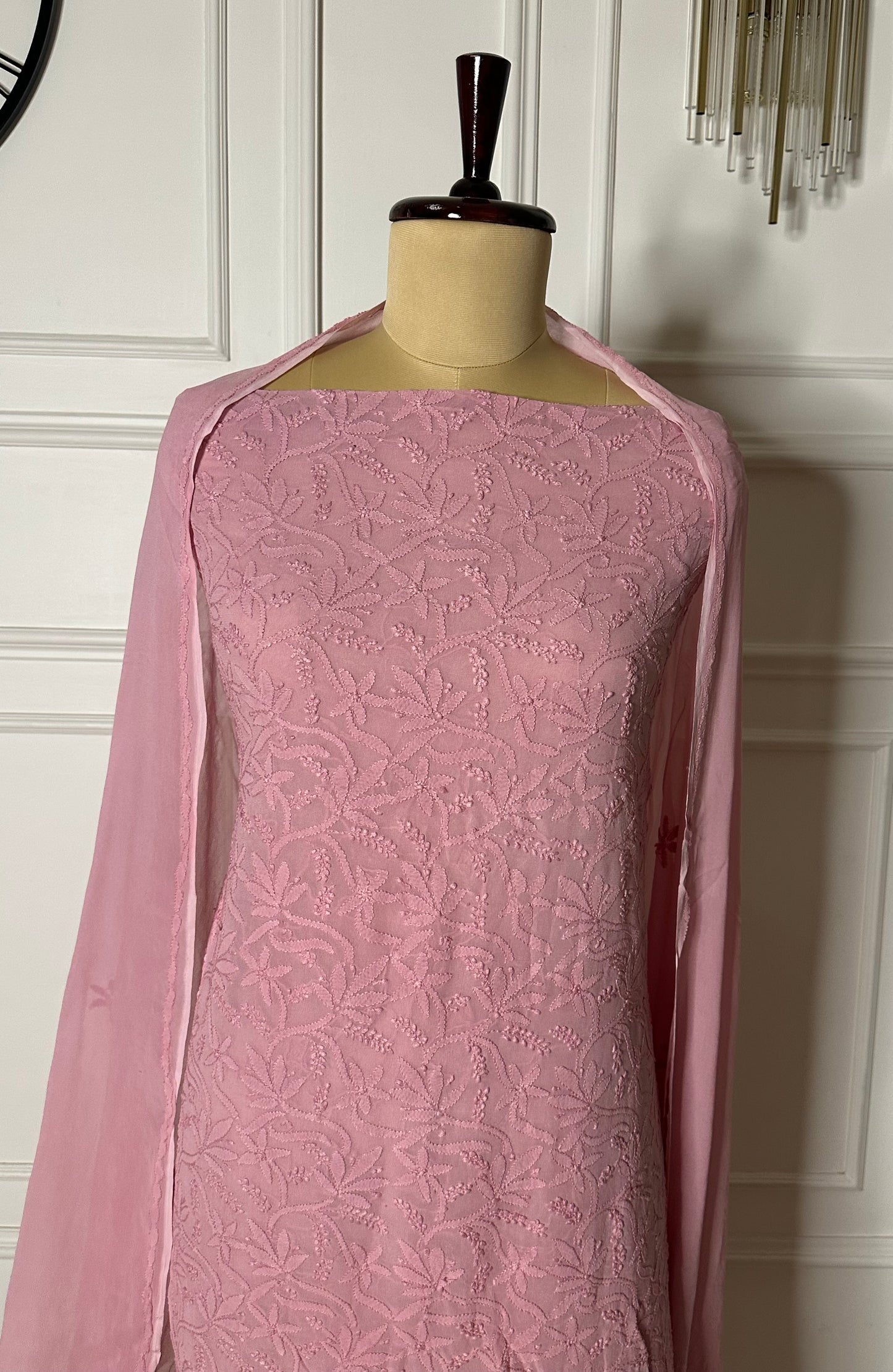 Shadow work suit in georgette fabric