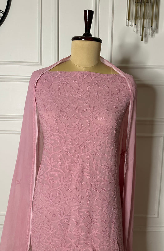 Shadow work suit in georgette fabric