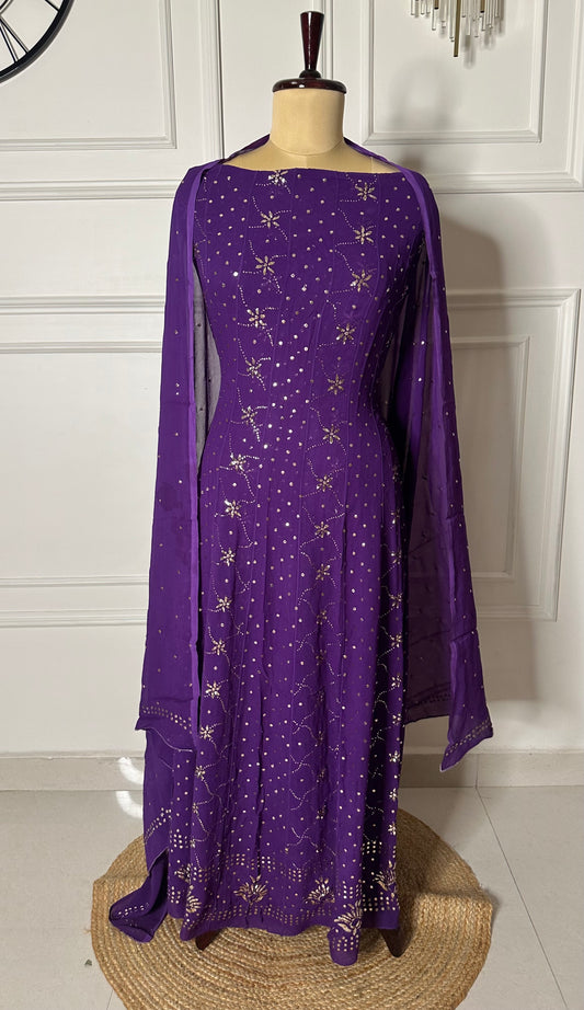 Kamdani and mukaish work anarkali in georgette fabric