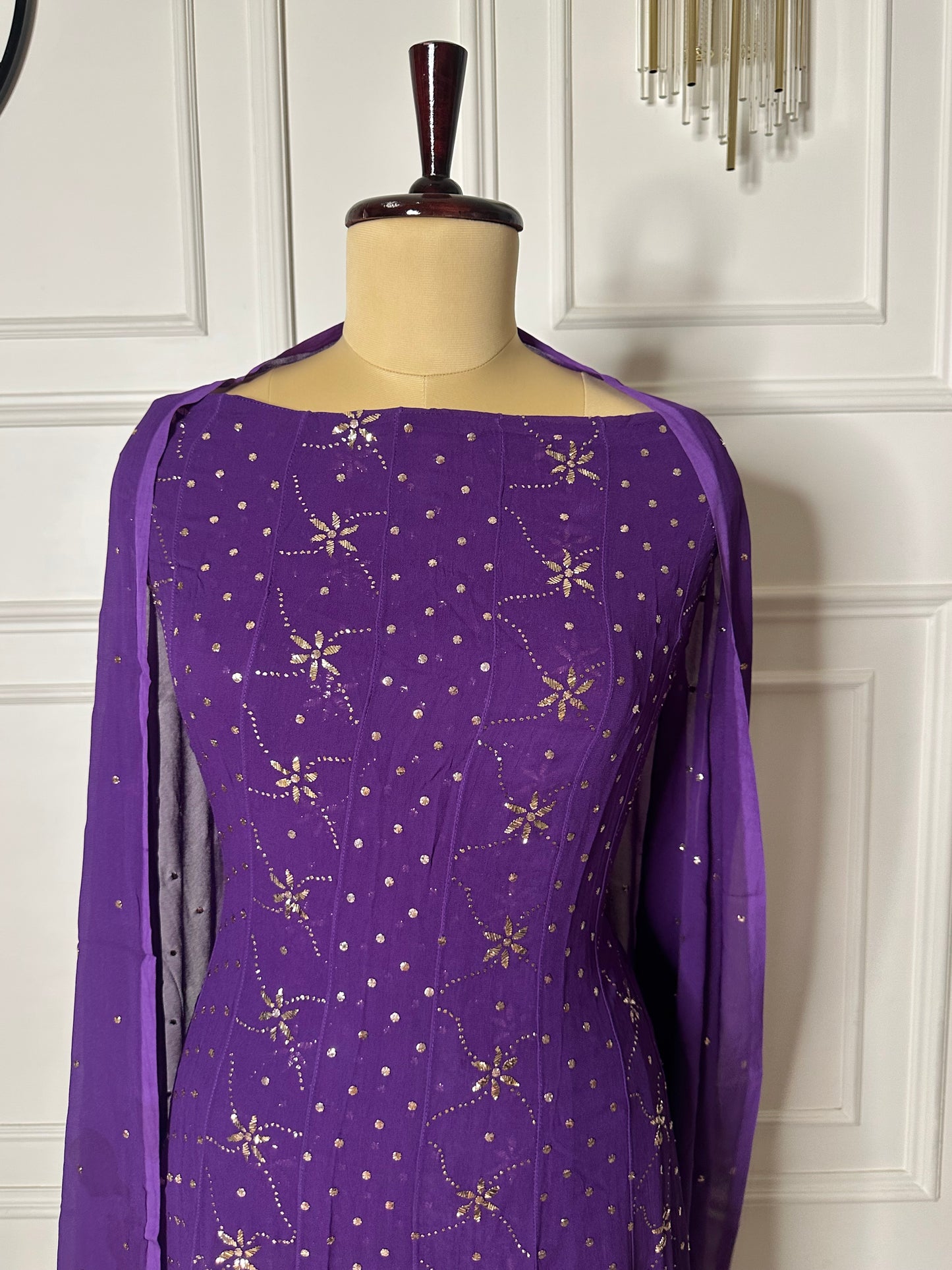 Kamdani and mukaish work anarkali in georgette fabric