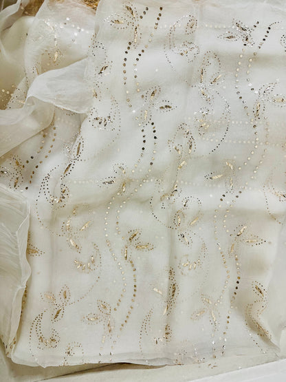 Pure organza mukaish and kamdani work suit