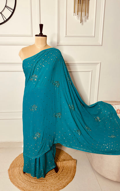 Kamdani and mukaish work saree