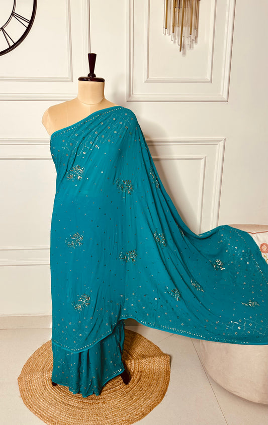 Kamdani and mukaish work saree