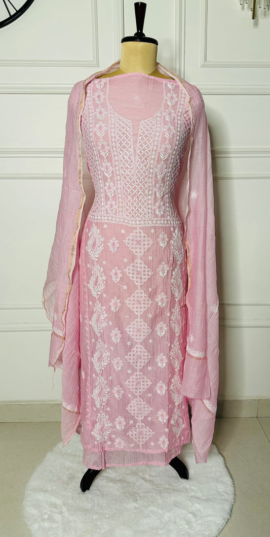 Chikankari fine jali work straight suits