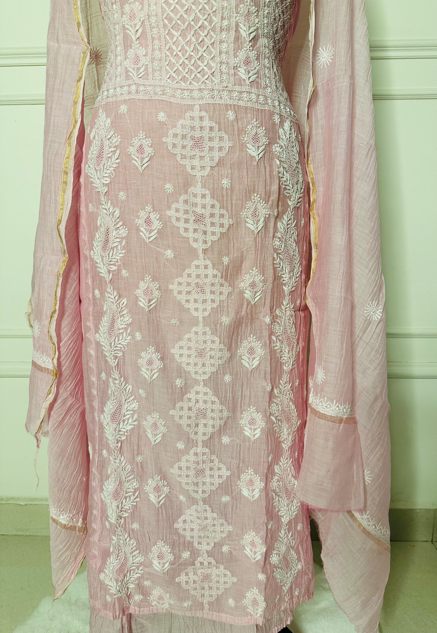 Chikankari fine jali work straight suits