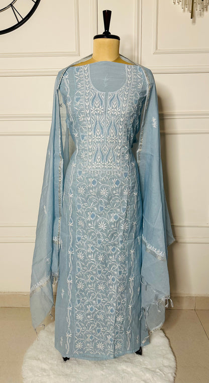 Chikankari fine jali work straight suit
