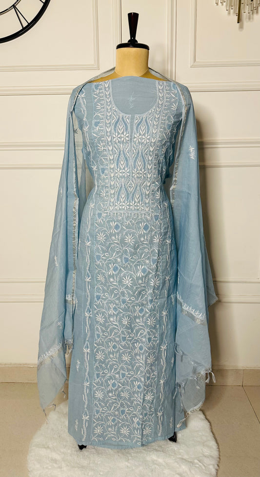 Chikankari fine jali work straight suit