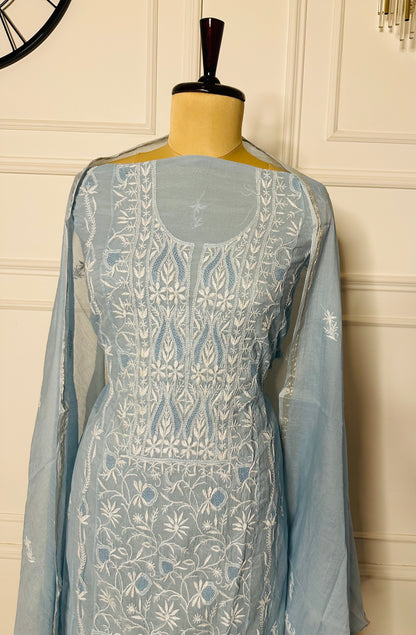 Chikankari fine jali work straight suit
